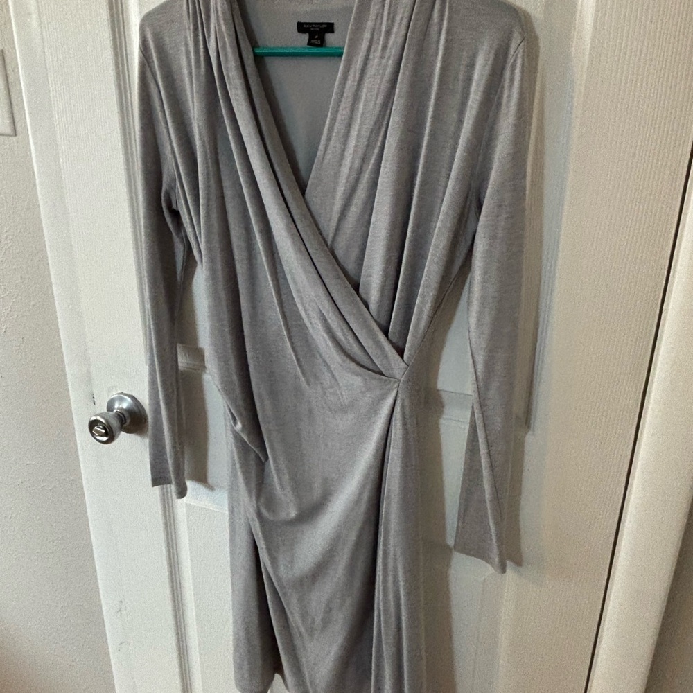 Luxe Gray Wrap Dress